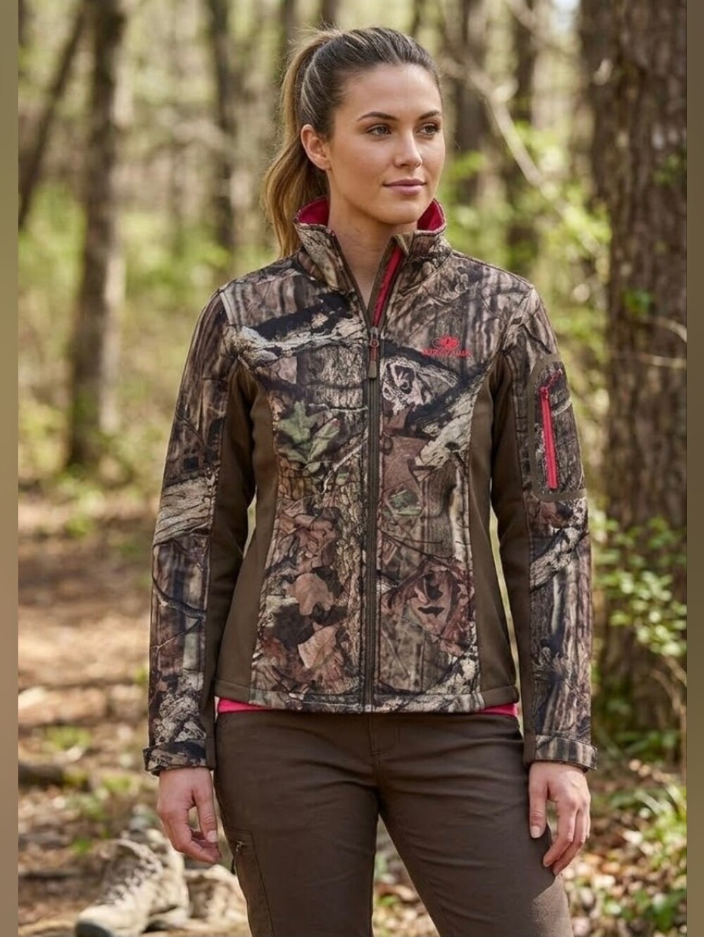 Mossy Oak Camo Pink Red Jacket Size S Small Zip Up Break Up Infinity Coat Lined
